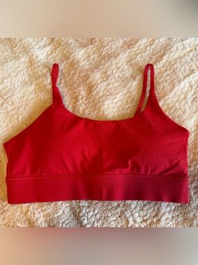 Red Wireless Sports Bra with Removable Cups